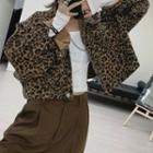 Leopard Print Button-up Denim Jacket Black Leopard - Brown - One Size