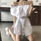 Cold Shoulder Short-sleeve Shirt Dress