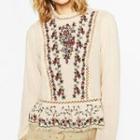 Long-sleeve Embroidered Paneled Top