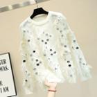 Sequined Knit Top White - One Size