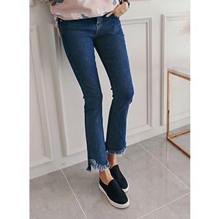 Boot-cut Fringe-hem Jeans