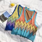 Short-sleeve Plain Tee / Sleeveless Pattern Knit Tank Top