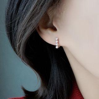 Faux Pearl Earring 1 Pc - Silver - One Size