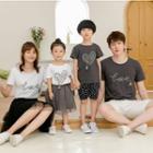 Family Matching Tasseled Short-sleeve T-shirt / Mesh Skirt / Star Print Shorts / Plain Shorts / Set