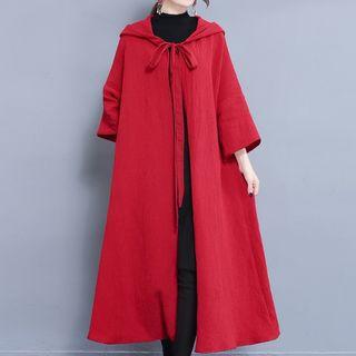 Flower Print Hooded Poncho