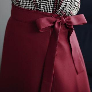 Tie-waist Flare Wrap Skirt