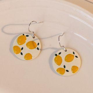 Fruit Glaze Dangle Earring 1 Pair - 1675 - Yellow Lemon - White - One Size