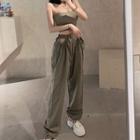 Cropped Camisole Top / Loose-fit Pants