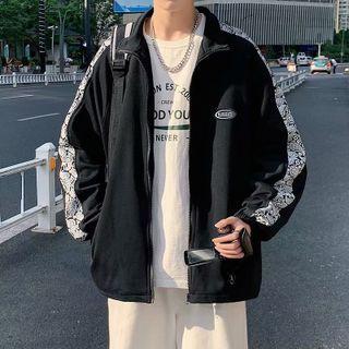 Logo Paisley Print Panel Zip-up Jacket
