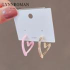 Heart Hoop Earring Ly2361 - 1 Pair - Love Heart - Gold & Pink - One Size