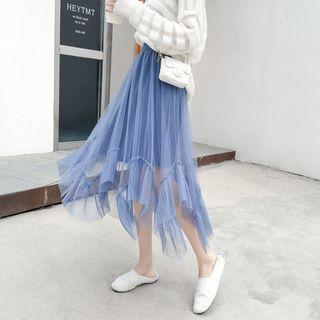 Midi Asymmetric Mesh Skirt