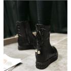 Lace-up Back Hidden Wedge Short Boots