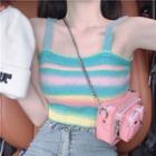 Striped Knit Camisole Top Stripe - Blue & Pink & Yellow - One Size