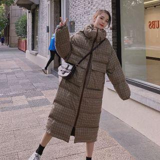 Plaid Midi Padded Coat
