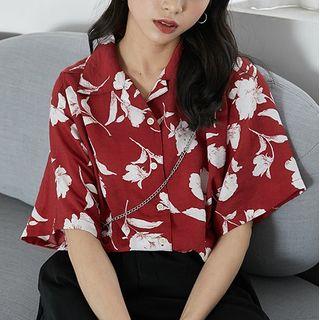 Flower Print Short-sleeve Shirt / Harem Pants
