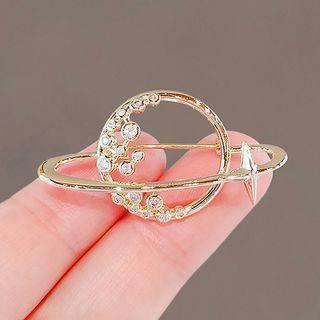 Rhinestone Planet Brooch Ly2577 - Gold - One Size