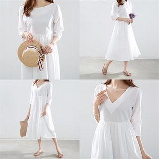 3/4-sleeve Two-way Empire Dress