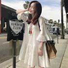 Bell-sleeve Chiffon Dress With Tassel
