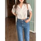 Notched-lapel Cropped Shirt