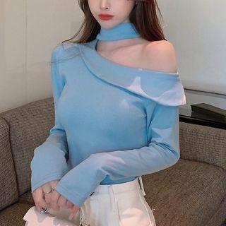 Choker One-shoulder Long-sleeve Top