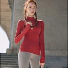 Mock-neck Long-sleeve Sports T-shirt