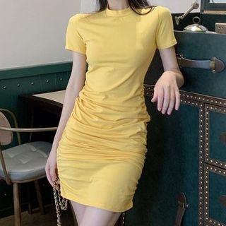 Crinkled Slim-fit Midi Dress