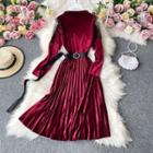 Long-sleeve Pleated Dress Belt