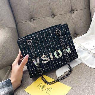 Lettering Tweed Crossbody Bag