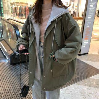 Mock Two-piece Hooded Parka Jacket