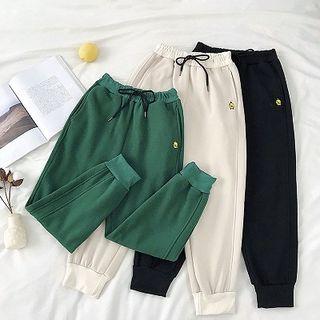 Little Duck Embroidered Drawcord Fleece Harem Pants
