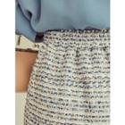 Plus Size Metallic-button Tweed Miniskirt