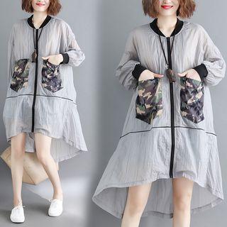 Camo Print Pocket Zip-up Coat