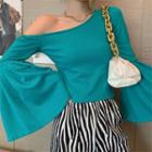 Bell-sleeve Top / Zebra Print Wide-leg Pants