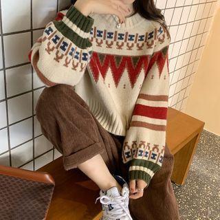 Patterned Sweater Off White - One Size