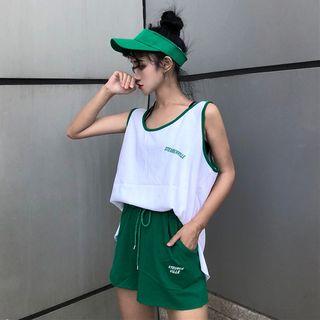 Set: Loose-fit Lettering Tank Top + Shorts