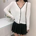 Plaid Long-sleeve V-neck Top