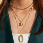 Alloy Pendant Layered Choker Necklace Gold - One Size