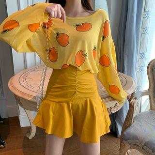 Fruit Print Light Long-sleeve T-shirt