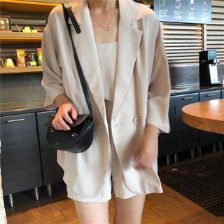 3/4-sleeve Blazer / High-waist Shorts / Camisole Top / Set