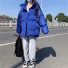 Hooded Padded Zip Jacket Blue - One Size
