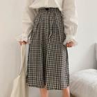 Gingham A-line Midi Skirt Black - One Size