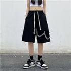 Mid-rise Drawstring Chain Accent Shorts