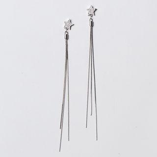 925 Sterling Silver Rhinestone Star Drop Earring