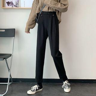 Slim-fit Cropped Pants Black - One Size