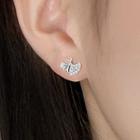 Leaf Rhinestone Earring 1 Pair - Silver - One Size