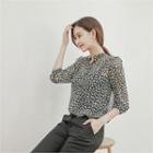 3/4-sleeve Leopard Blouse
