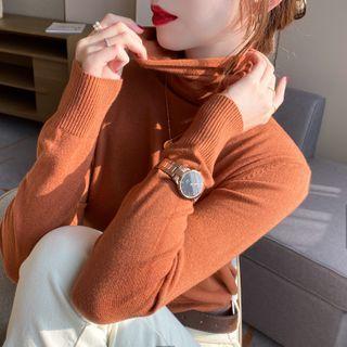 Cowl-neck Plain Knit Top In 9 Colors