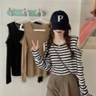 Chain Cold-shoulder Knit Top