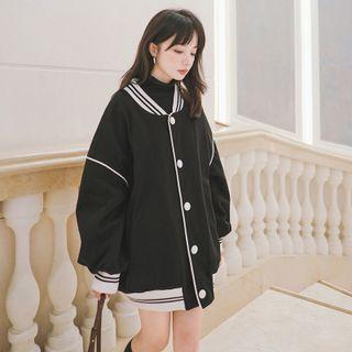 Woolen Loose-fit Baseball Jacket