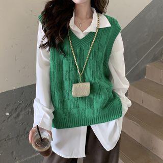 Shirt / Patterned Sweater Vest